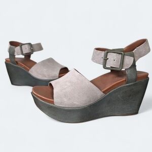 Women's Keirn Suede Wedge Sandals in Light Taupe Size 6
